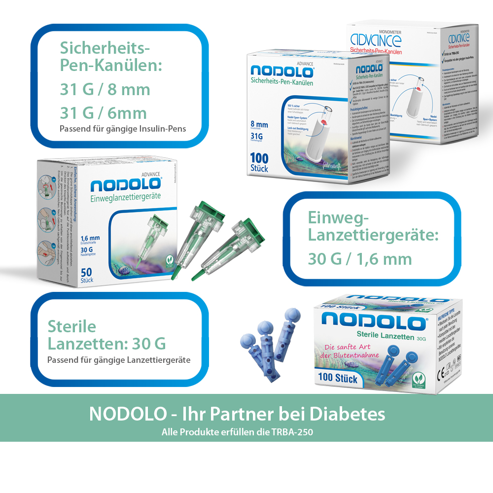 Nodolo Sterile Lanzetten 30G, 100 Stk.